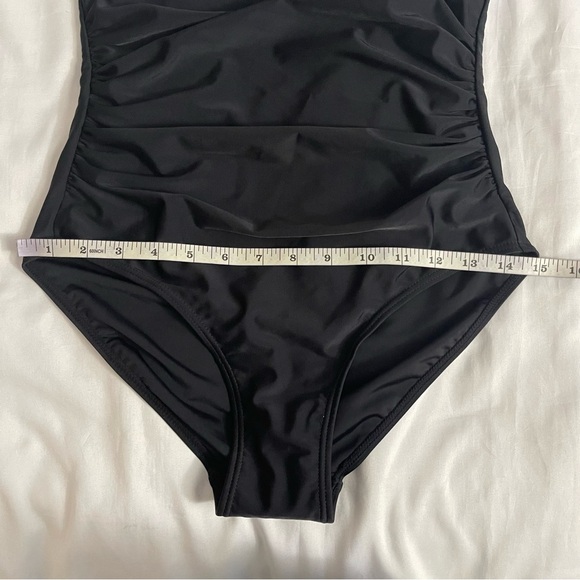 Blue and black halter neck cutout one piece swimsuit - Picture 9 of 12